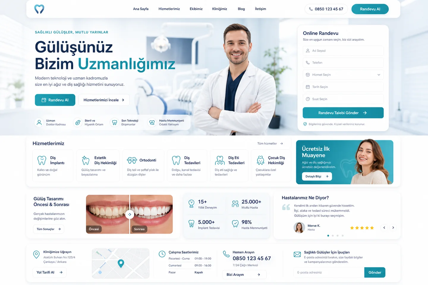 Klinik / Diş Hekimi Demo için hazırlanmış örnek yapı