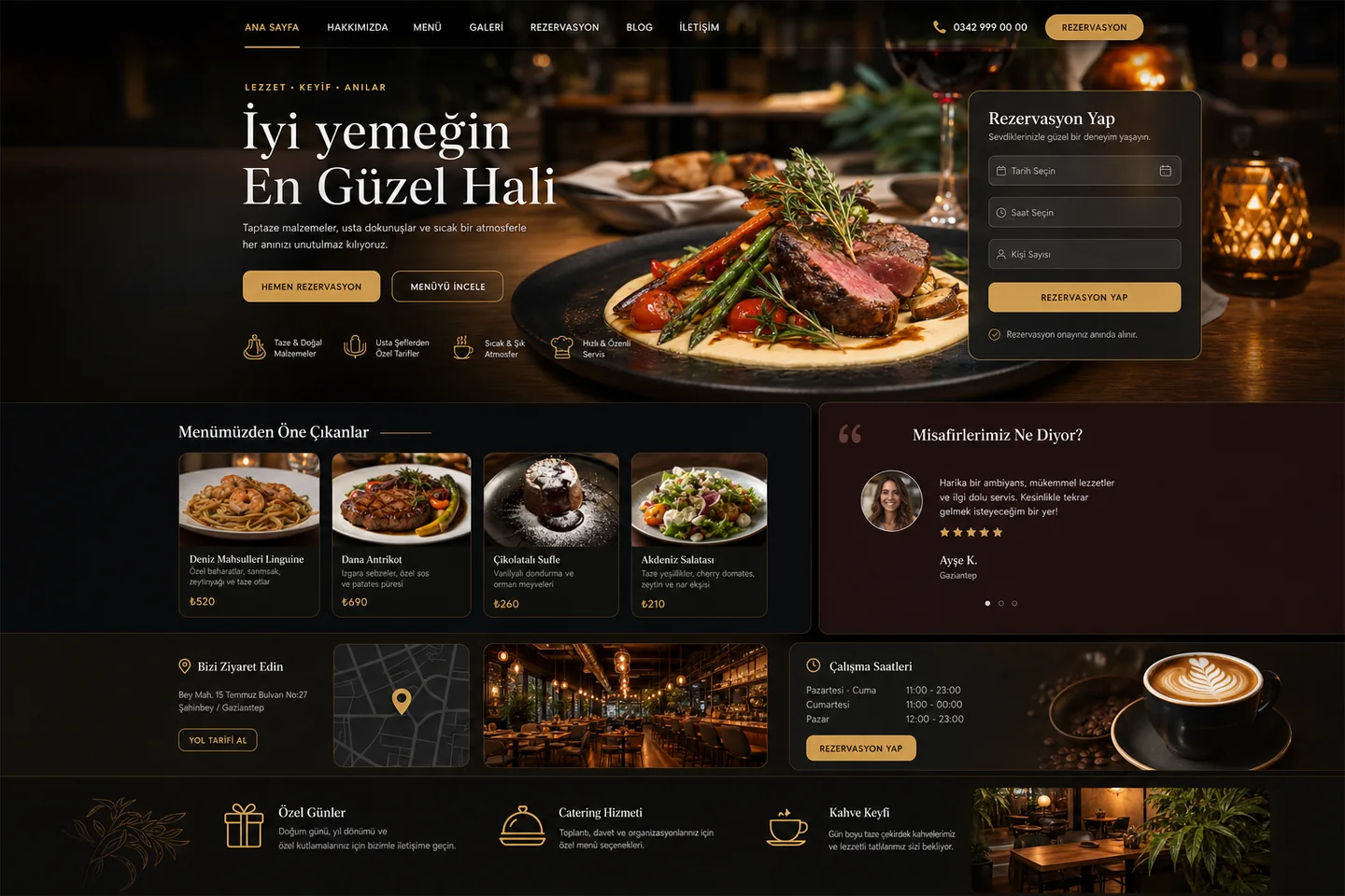 Restoran / Kafe Demo için hazırlanmış örnek yapı